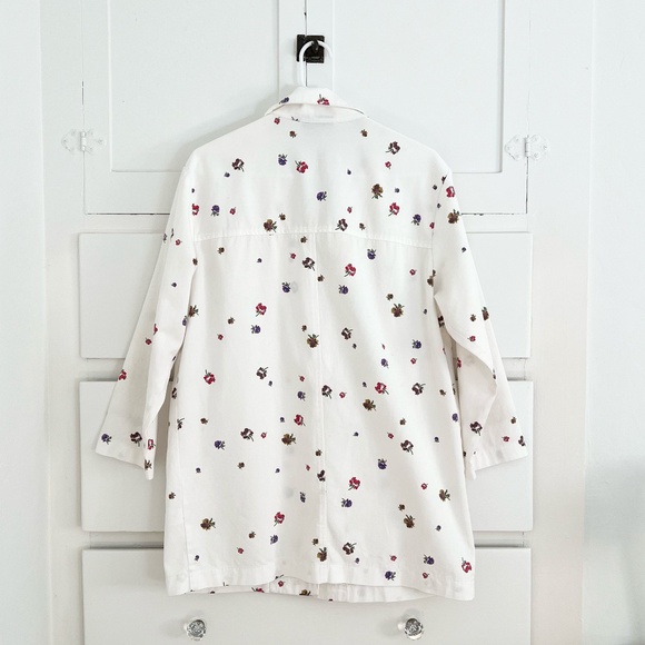 Loup White w/Floral Print Cotton Blazer / Chore Coat Jacket Size Large - Picture 3 of 4